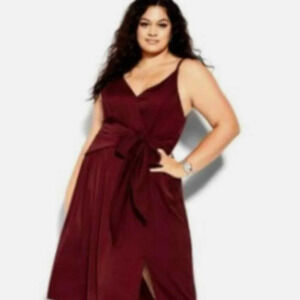 City Chic Dreaming Dress - Pomegranate Size XXl / 24